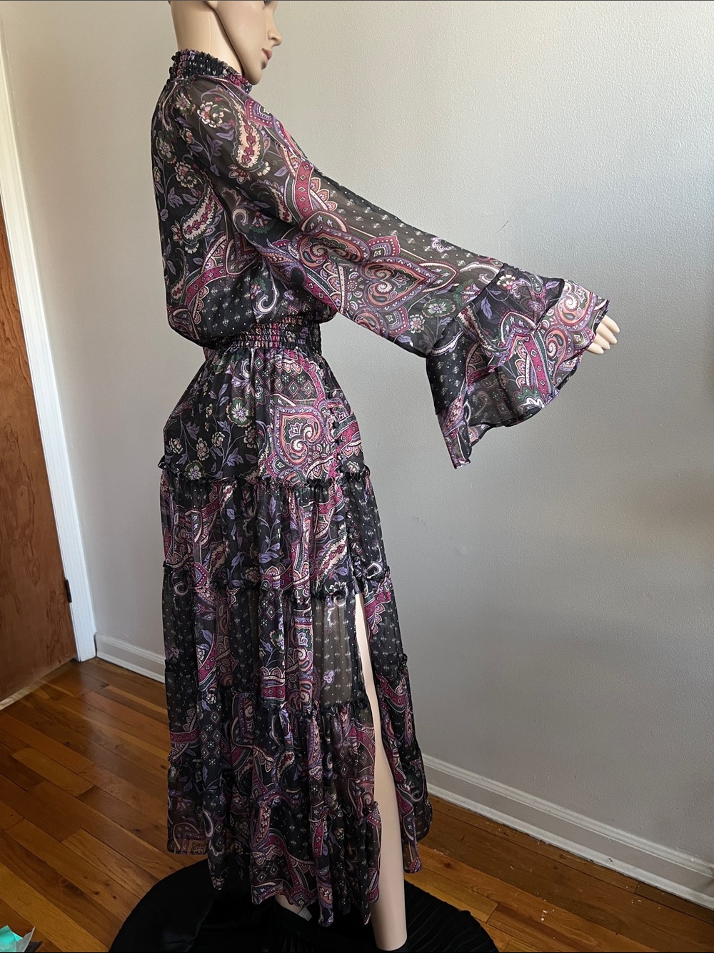 MISA LOS ANGELES BETHANY Maxi Dress Color: Gypset Long Sleeve Size XS - Picture 13 of 17